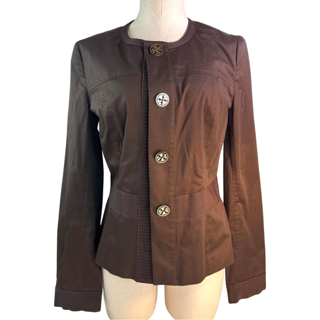 Tory Burch Women’s Leslie Button Up Blazer In Brown Size: 8